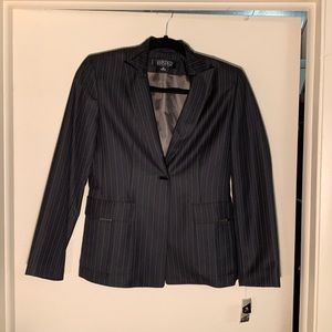3/$20 Kasper 1 Button Black Pinstriped Suit Jacket